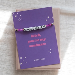 Friendship bracelet, gift for her, soulmate gift, soulmate bracelet, galentine&#39;s day gift, galentine&#39;s day card, friendship gift, birthday