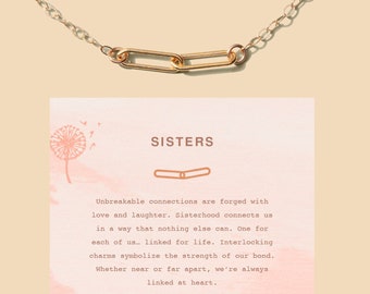 Schwestern verbunden Halskette, 14k Gold Filled, .925 Sterling Silber, 18k vergoldet