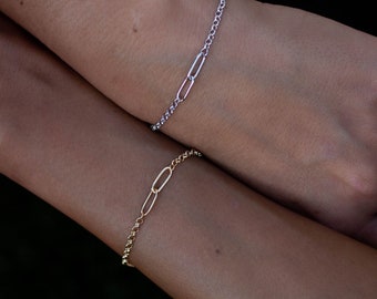 Friendship Bracelet, Bridesmaid Gift, BFF Bracelet, BFF Gift, gold bracelet, silver bracelet, dainty bracelet, bridal party gift, LINKED