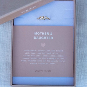 Mother & daughter linked hearts ring, jewelry gift for mothers and daughters, mother&#39;s day gift idea, jewelry gifts for mothers