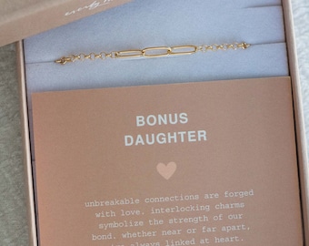 Bonus daughter bracelets, bonus daughter jewelry, bonus daughter gift, mother daughter bracelets, stepdaughter gift, LINKED