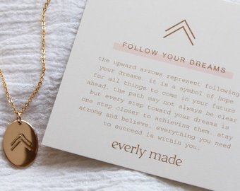 Follow Your Dreams Necklace Leaving Home Gift, New Job Gift For Her Make A Wish Necklace Wanderlust Inspirational Jewellery