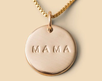 Mama necklace, mom necklace, gift for mom, gift for her, mothers day gift, new mom necklace, christmas gift, gold disc necklace