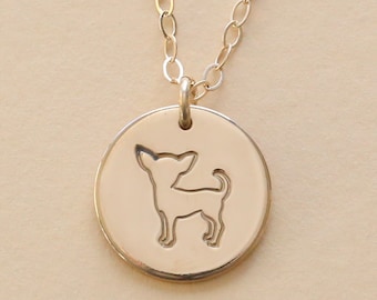 Collana Chihuahua, oro 14k, argento sterling 925, oro rosa