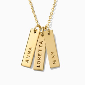 Name necklace, mother&#39;s necklace, name necklace multiple names, grandmother necklace, vertical bar name necklace, name jewelry, NVB-75X20BR