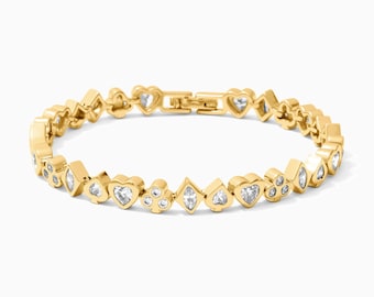 Monte Carlo Tennis Bracelet, 18k Gold Plated, Cubic Zirconia