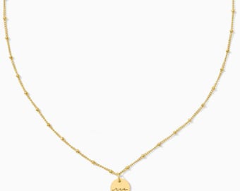 Evermark 9.5mm Custom Disc Satellite Chain Necklace, 14k Gold Filled, .925 Sterling Silver, Hand Stamped