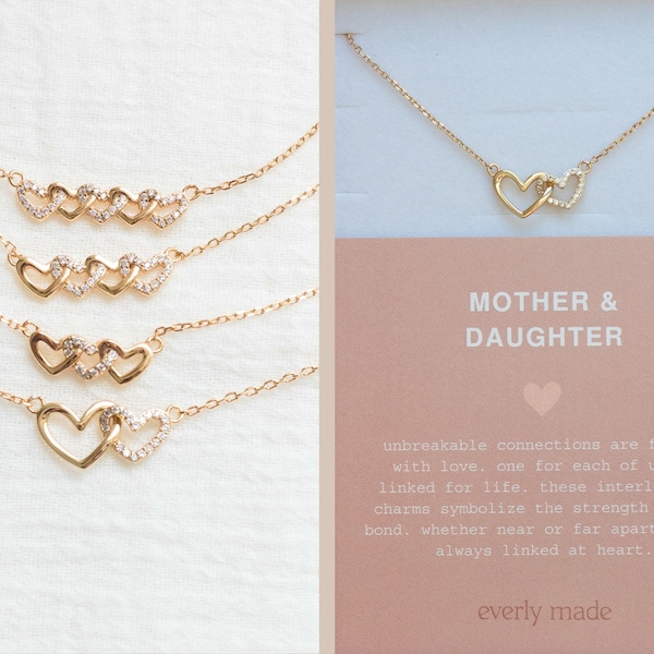 Mother & Daughter Necklace, mother daughters necklace, mothers daughter necklace, mother and daughters necklace, link heart necklace, N58