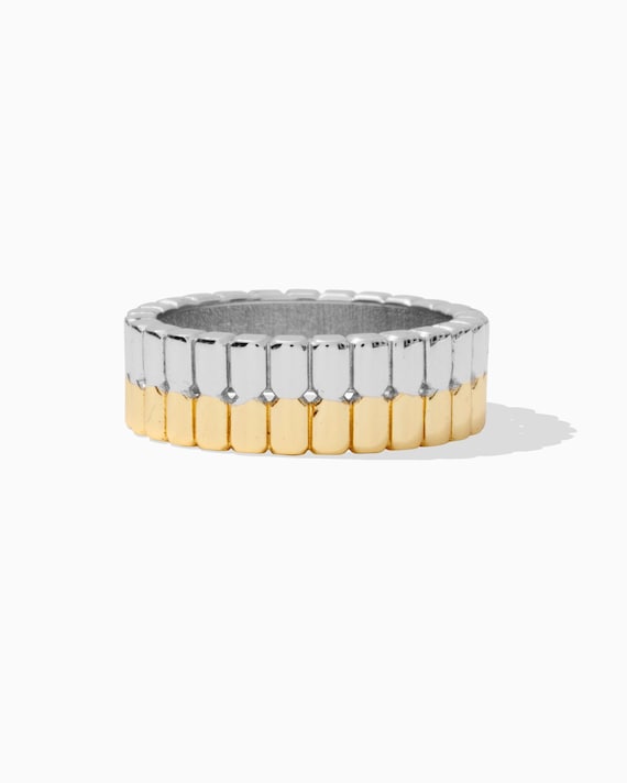 Ridge Two Tone Ring, 18k Gold Vermeil, .925 Sterling Silver