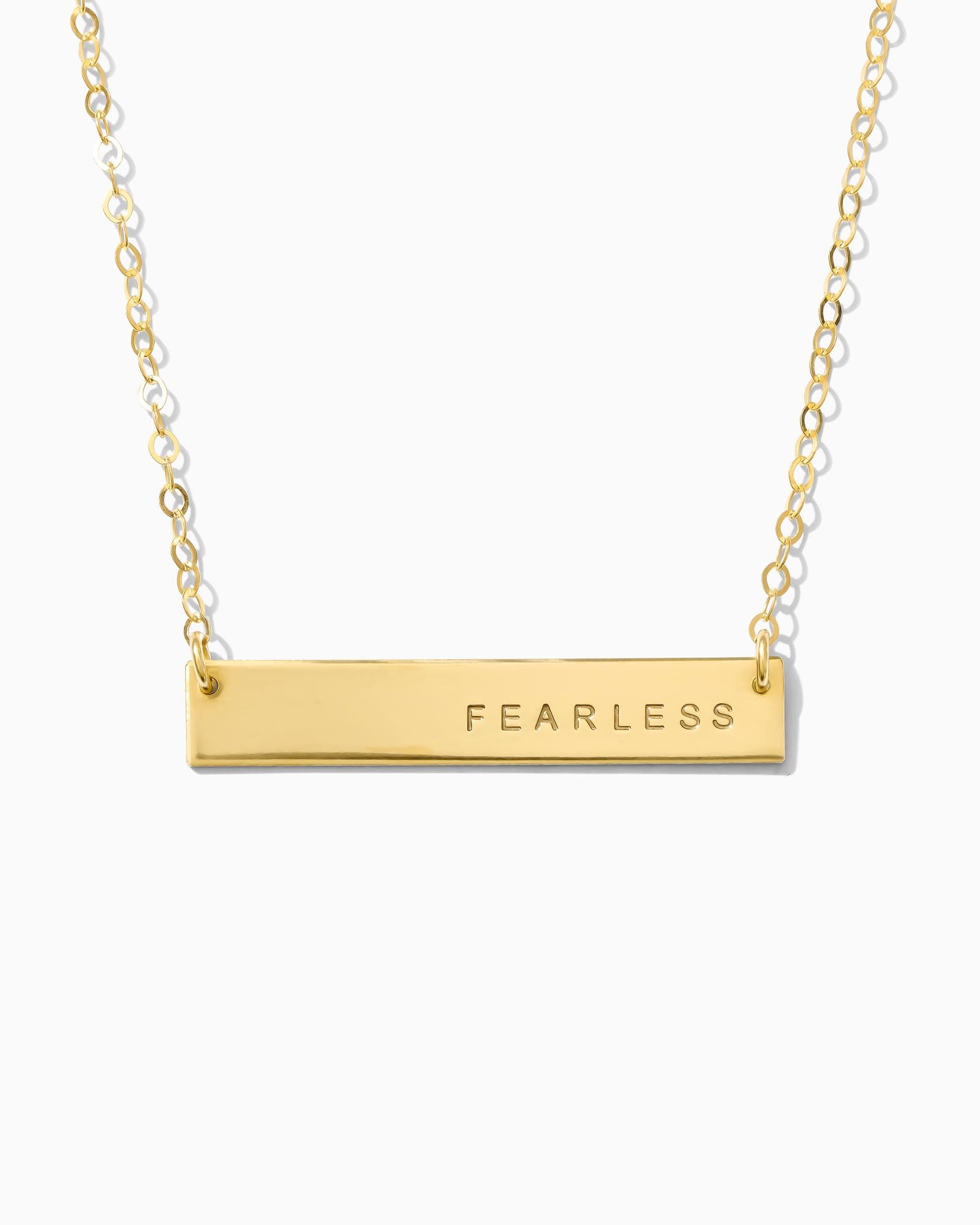 Fearless necklace, gift for graduate, fearless bar necklace, inspirational necklace, necklaces with meaning, NHB-15X25BR-FEAR