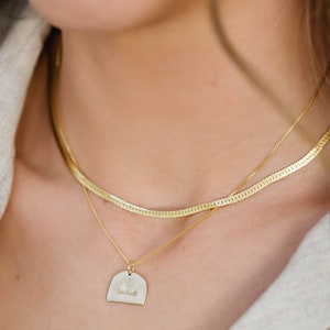 Herringbone chain, 3mm herringbone chain, 14kt gold filled herringbone chain, layering chain image 3