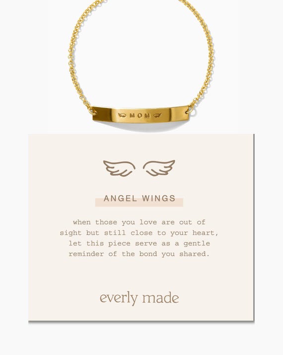 Angel Bracelet, Angel Wing Bracelet, Custom Bar Bracelet, Name