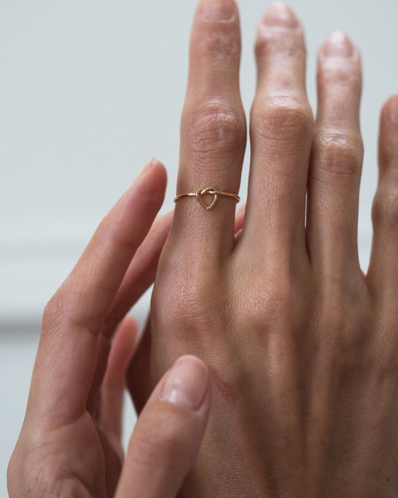 Delicate heart knot ring deals