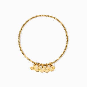 Pulsera de familia con corazón, 6 x 7 mm, plata de ley o chapada en oro de 14 k, dije de corazón estampado, dijes de corazón familiar, colgantes familiares, pulsera de cuentas