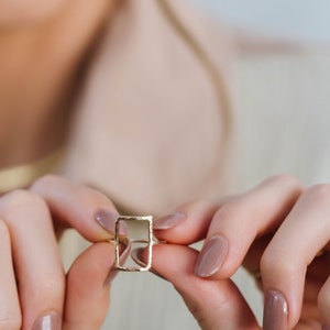 Rhea Ring, Open Rectangle Hammered Ring, Rectangle Ring, Geometric Ring ...