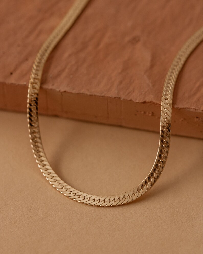 Herringbone chain, 3mm herringbone chain, 14kt gold filled herringbone chain, layering chain image 5
