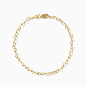Heart chain bracelet, sterling silver or 14k gold filled, dainty heart chain, minimalistic heart chain, gold heart chain, silver heart chain