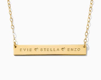 Collar de barra de oro, chapado en oro de 14 k, plata de ley 925, oro rosa