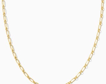 Presley Long and Short Patterned Chain Necklace, 14k Gold Filled, .925 Sterling Silver