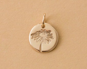 Birth Flower Charm, birth flower pendant, gold filled, sterling silver, rose gold filled, A28