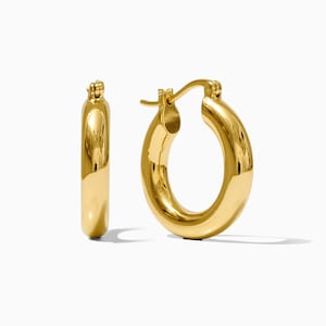 Hoop earrings, 18k gold plated, plain chunky gold plated earrings, 20mm hoop earrings, gold hoop earrings, gold hoops, plain hoops, E18
