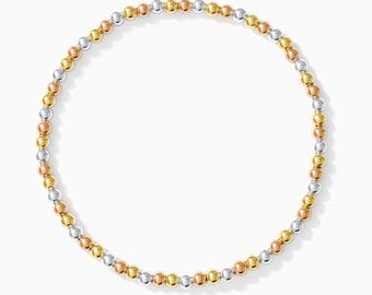 Gemma 3mm Beaded Bracelet, 14k Gold Filled, .925 Sterling Silver, 14k Rose Gold Filled
