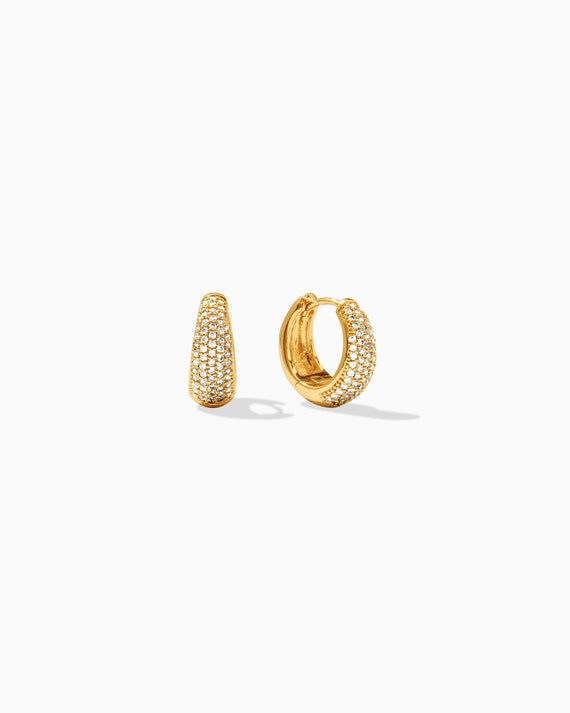 Orecchini A Cerchio In Argento Sterling Placcato Oro Con Zirconia Cubica 15 Mm - Gioielli Eleganti Per Donna In Confezione Regalo