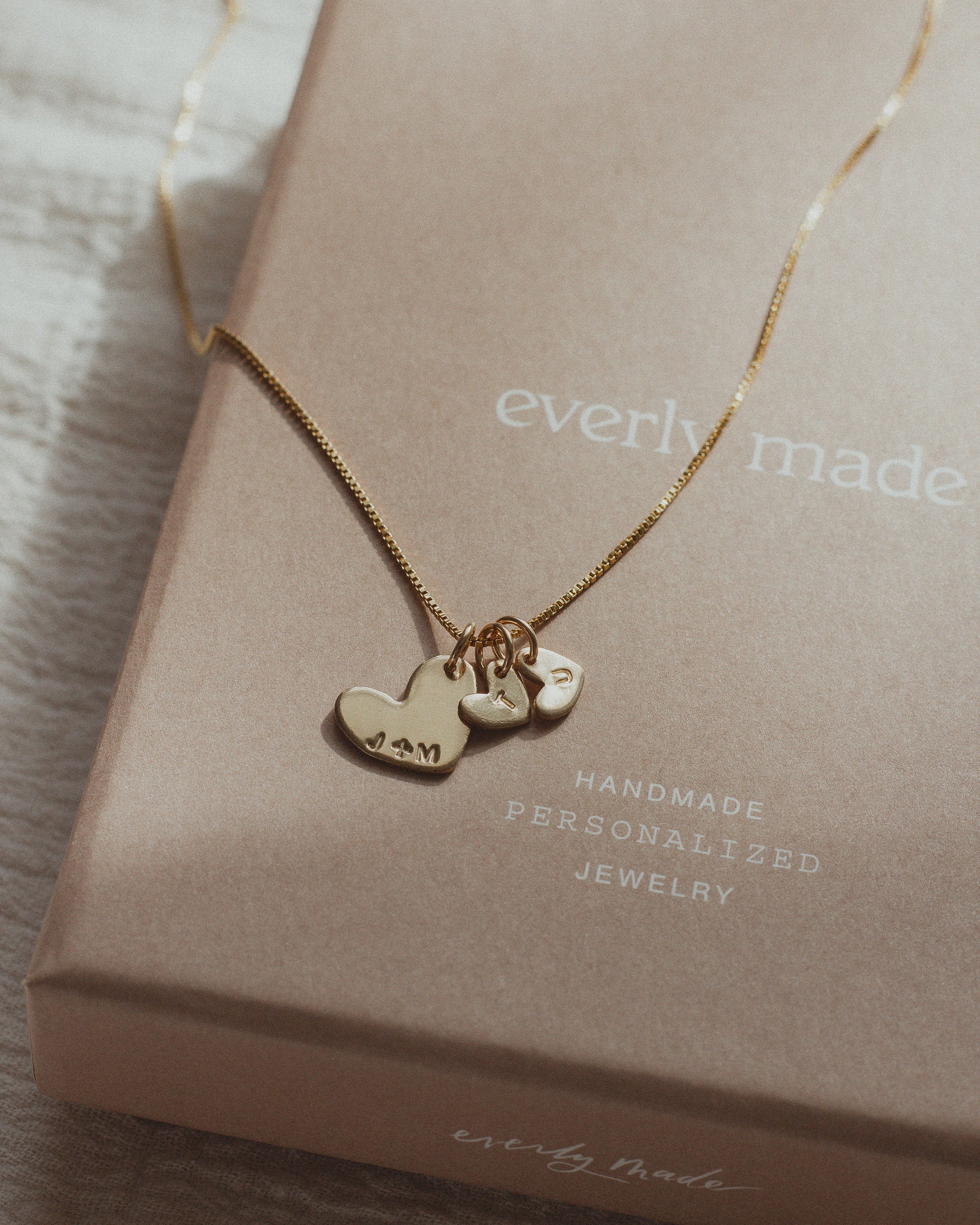 Personalized Heart Necklace, 2 Hearts Necklace, 3 Hearts