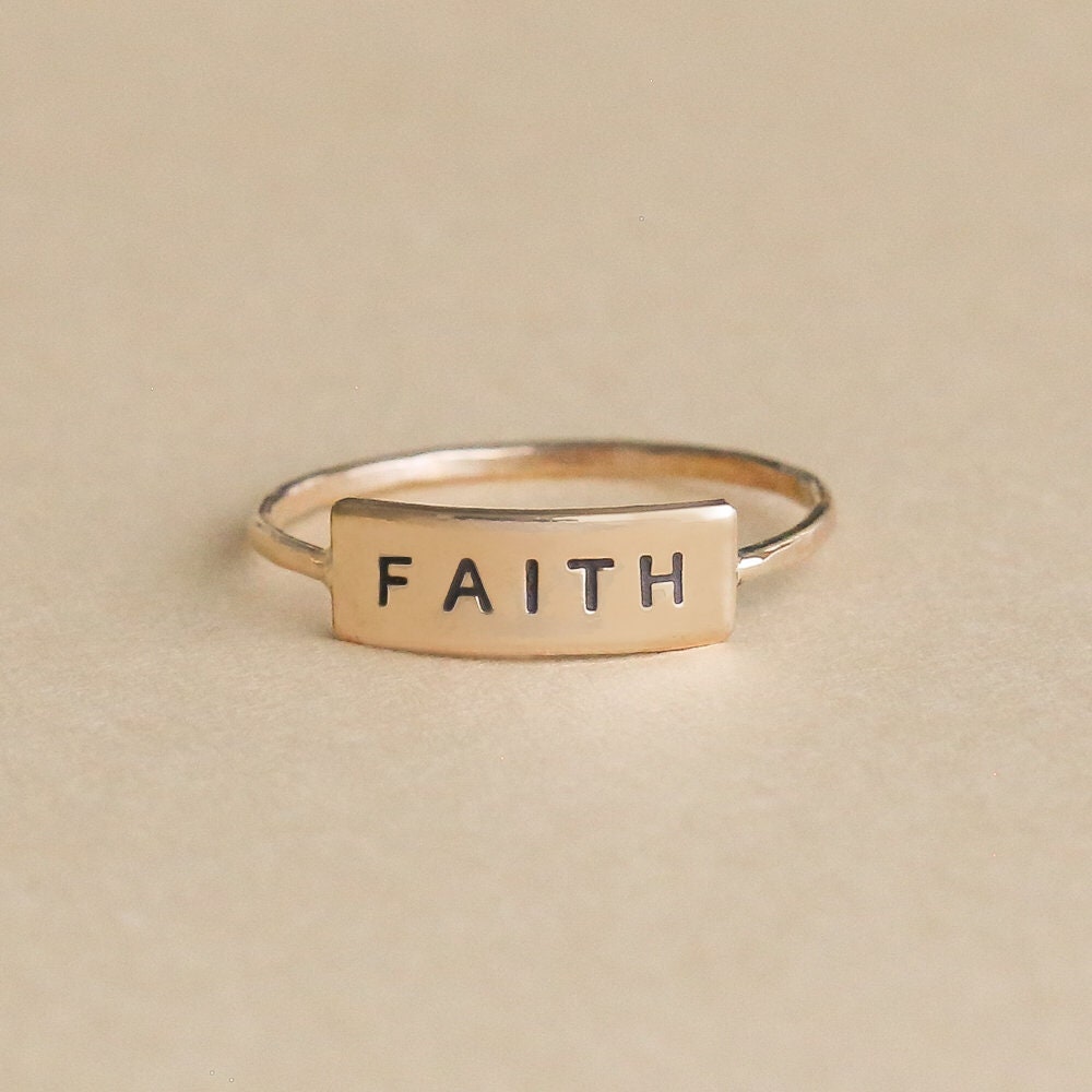 Faith ring gold faith ring stacking ring gold ring for Etsy