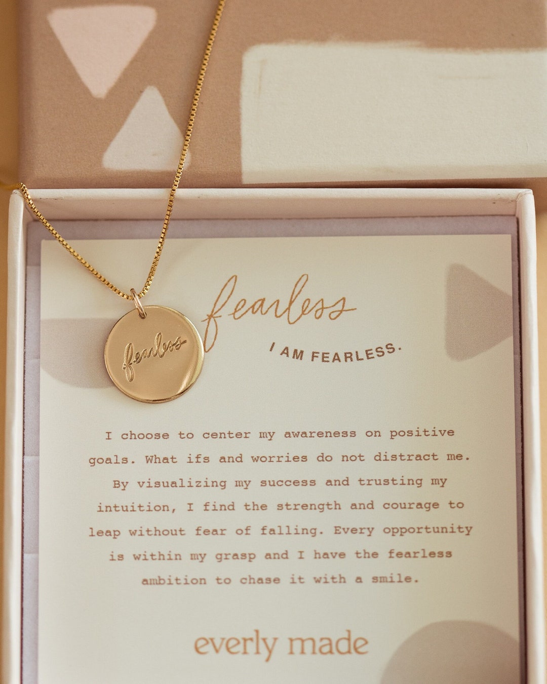 Fearless Necklace Disc Necklace Affirmation Necklace - Etsy