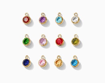 4mm Round Birthstone Charm, 14k Gold Filled, .925 Sterling Silver
