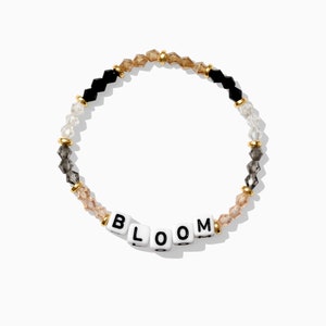 Bloom stretch bead bracelet, word bracelet, new beginnings bracelet, breakup gift, divorce gift, break up gift, new beginnings gift