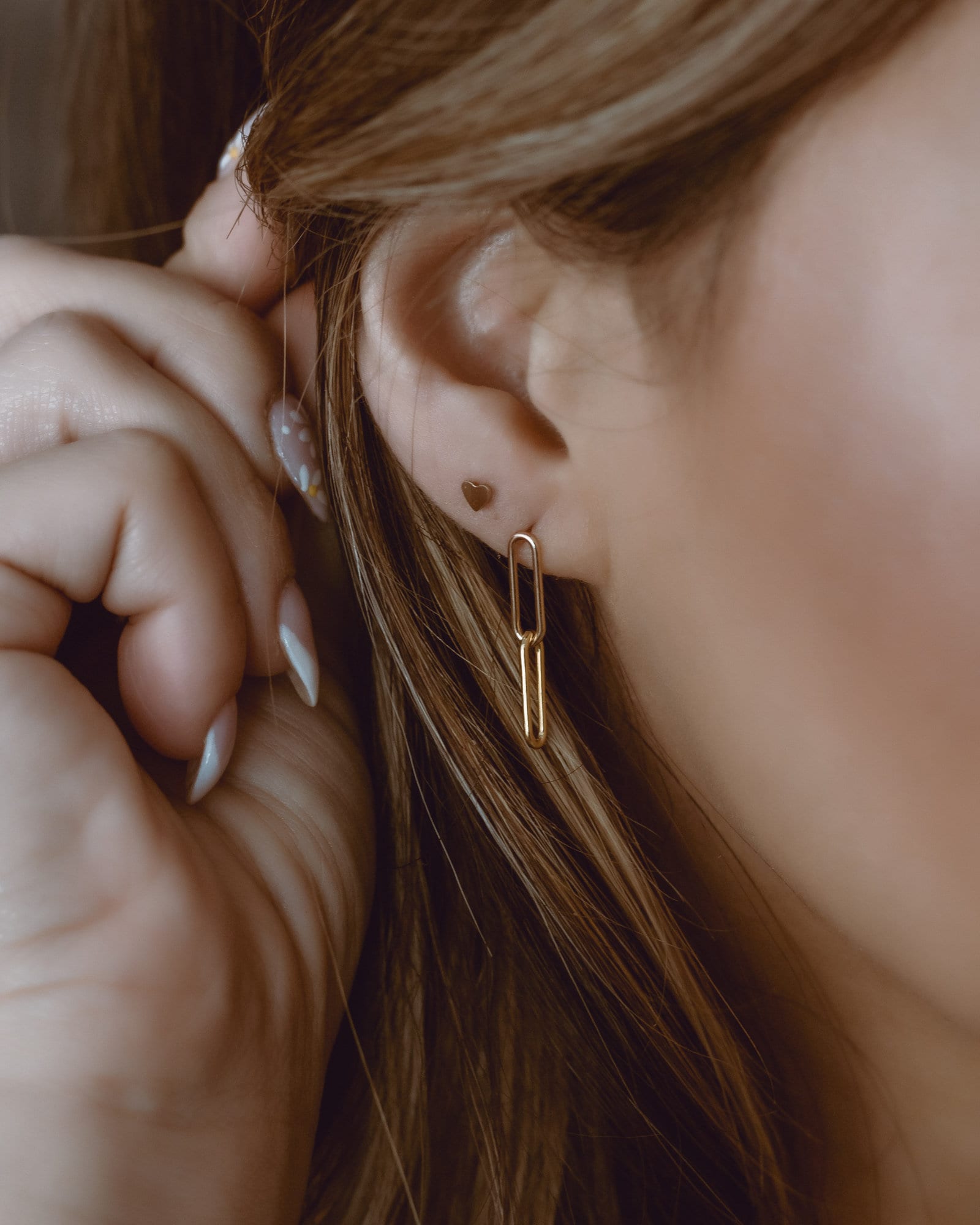 Paperclip Chain Earrings Gold Paper Clip Earring 14k Gold Etsy