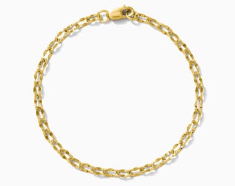 Delaney Dapped Link Cable Chain Bracelet, 14k Gold Filled, .925 Sterling Silver