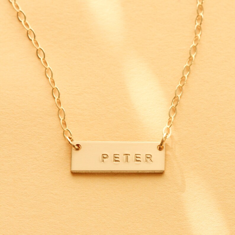 personalized name necklace gold bar mothers necklace Custom name necklace mini bar necklace engraved necklace engraved name necklace