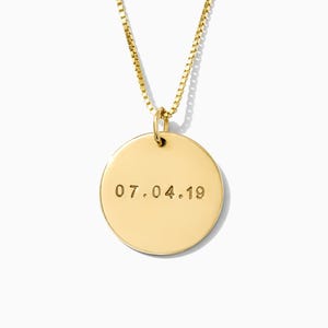 Date necklace, date disc necklace, anniversary necklace, memorial date necklace, remembrance necklace, birth date necklace, NP-625C-DATE