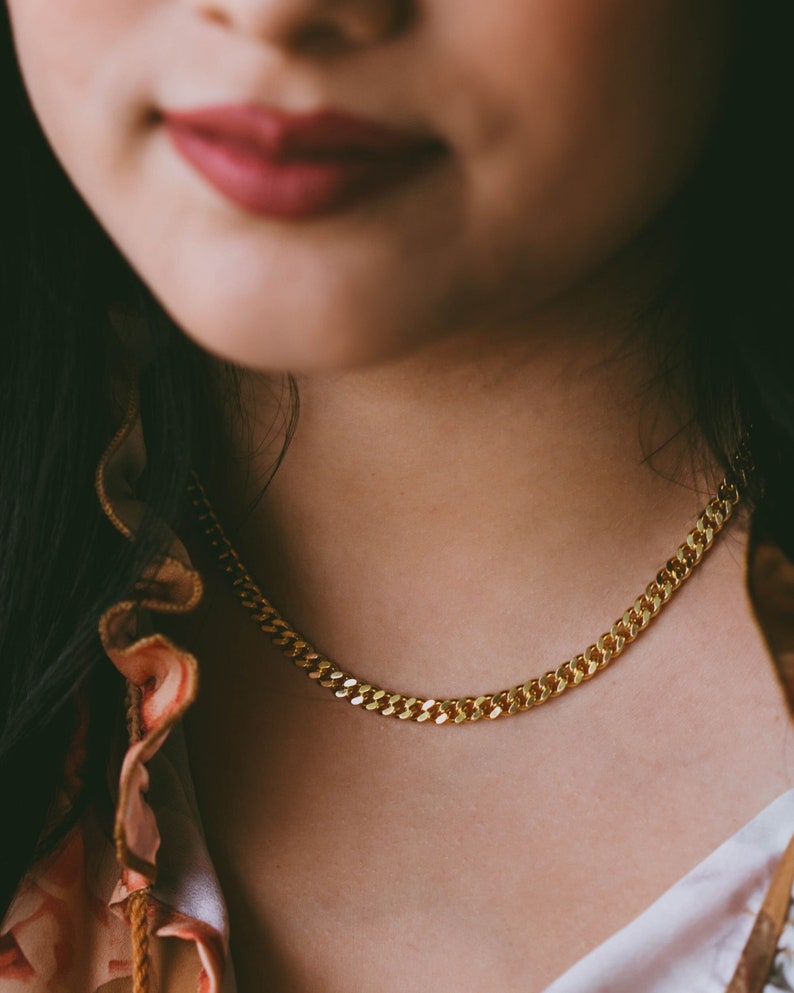 Thick gold curb chain, cuban chain, chunky necklace, thick gold necklace, chunky cuban chain, thick cuban chain, thick cuban link chain image 1