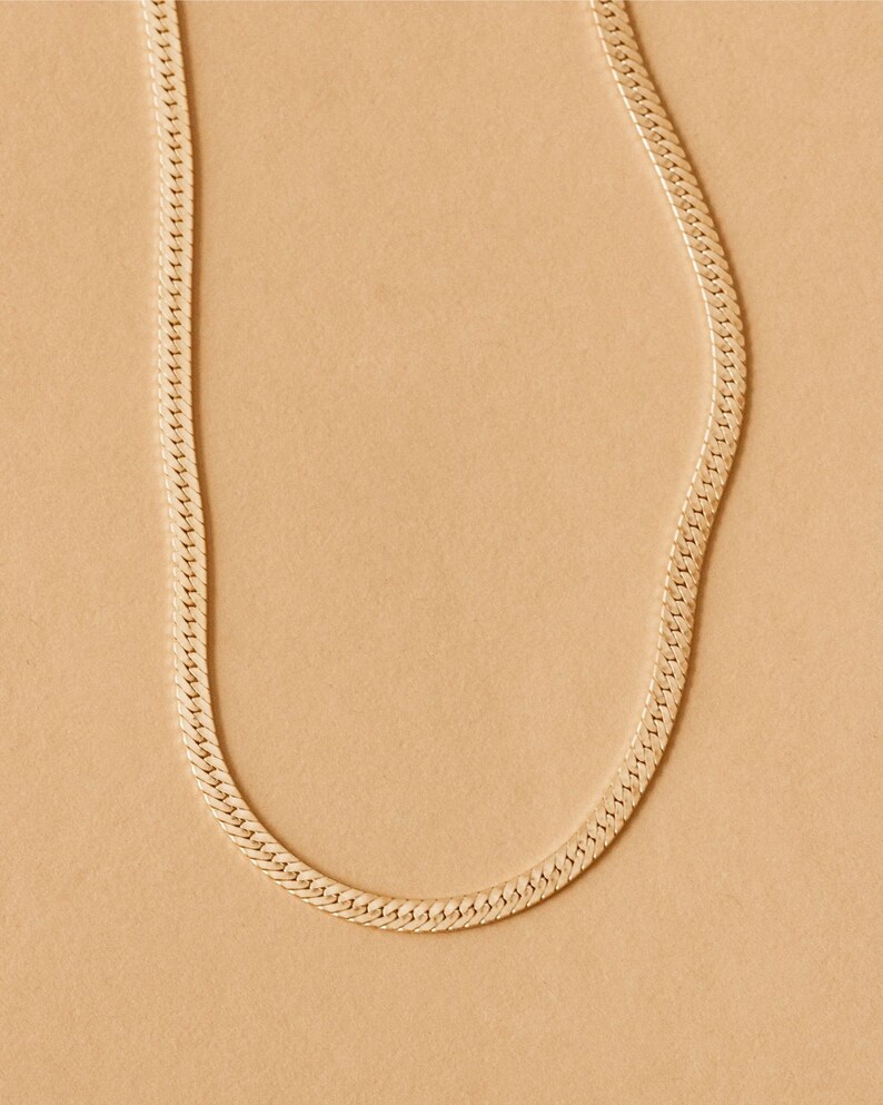 Herringbone chain, 3mm herringbone chain, 14kt gold filled herringbone chain, layering chain image 2