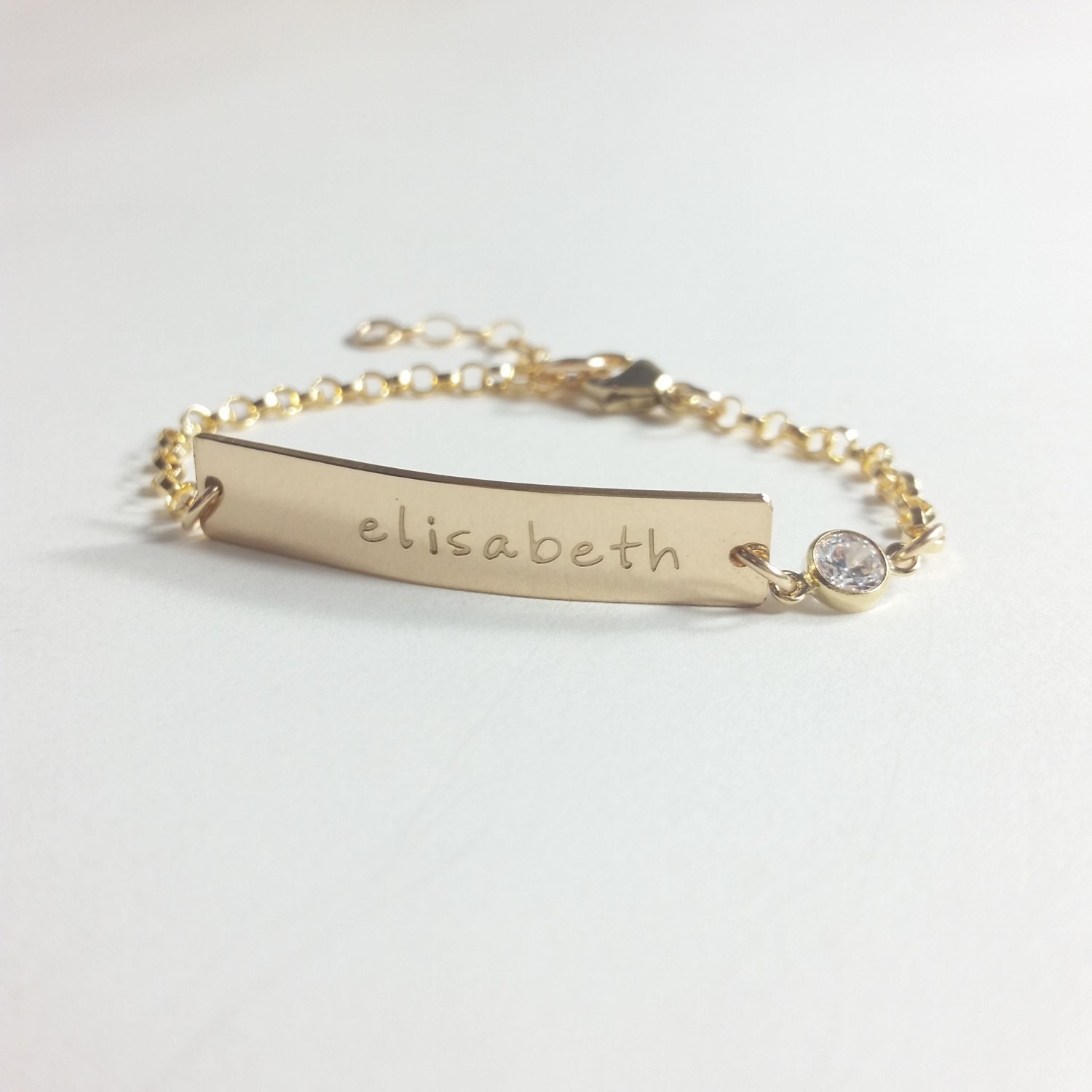 Children's Bracelet. Child name bracelet gold. Child bar Etsy