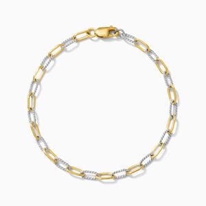 Taryn Mixed Metal Twisted Paperclip Chain Bracelet; Two-Tone Jewelry