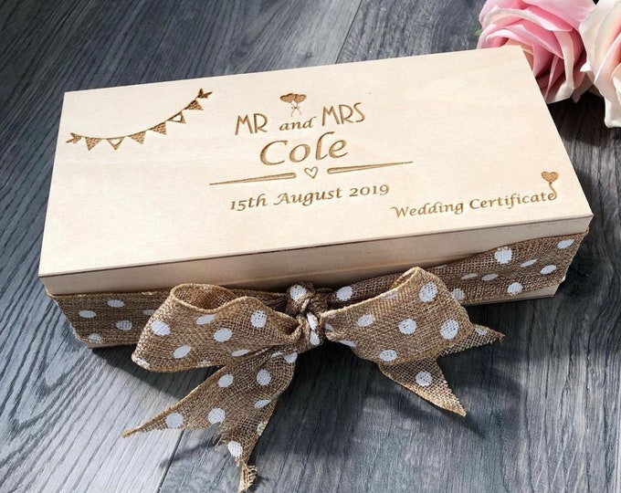 Personalised Wedding Certificate Holder / Engraved Wooden Box Etsy UK