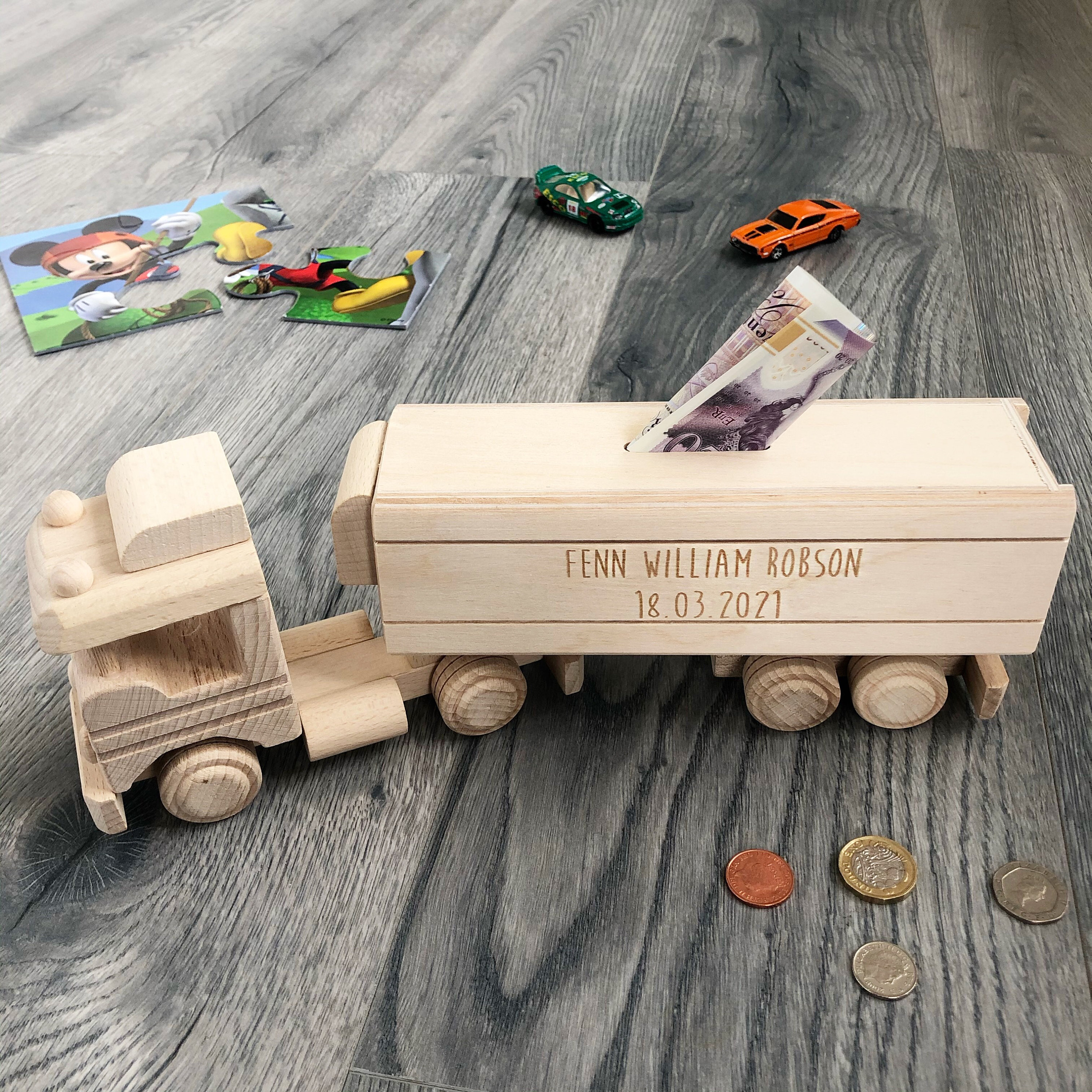 Personalised Engraved Money Box Lorry / Truck / Christening / Etsy UK