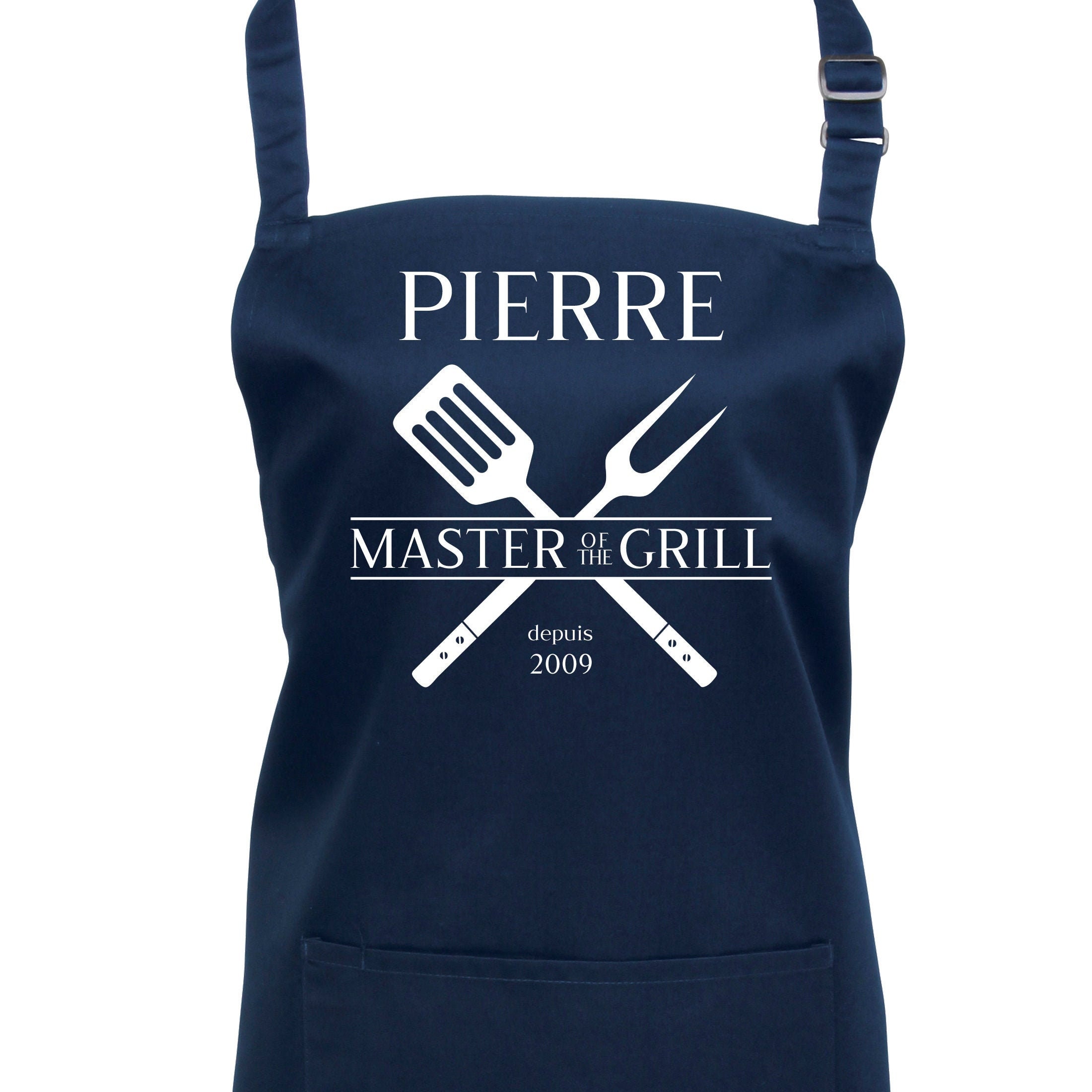 Mens Personalised Master Of The Grill Bbq Apron With Pocket/Choix de 20 Couleurs | Ref 1284