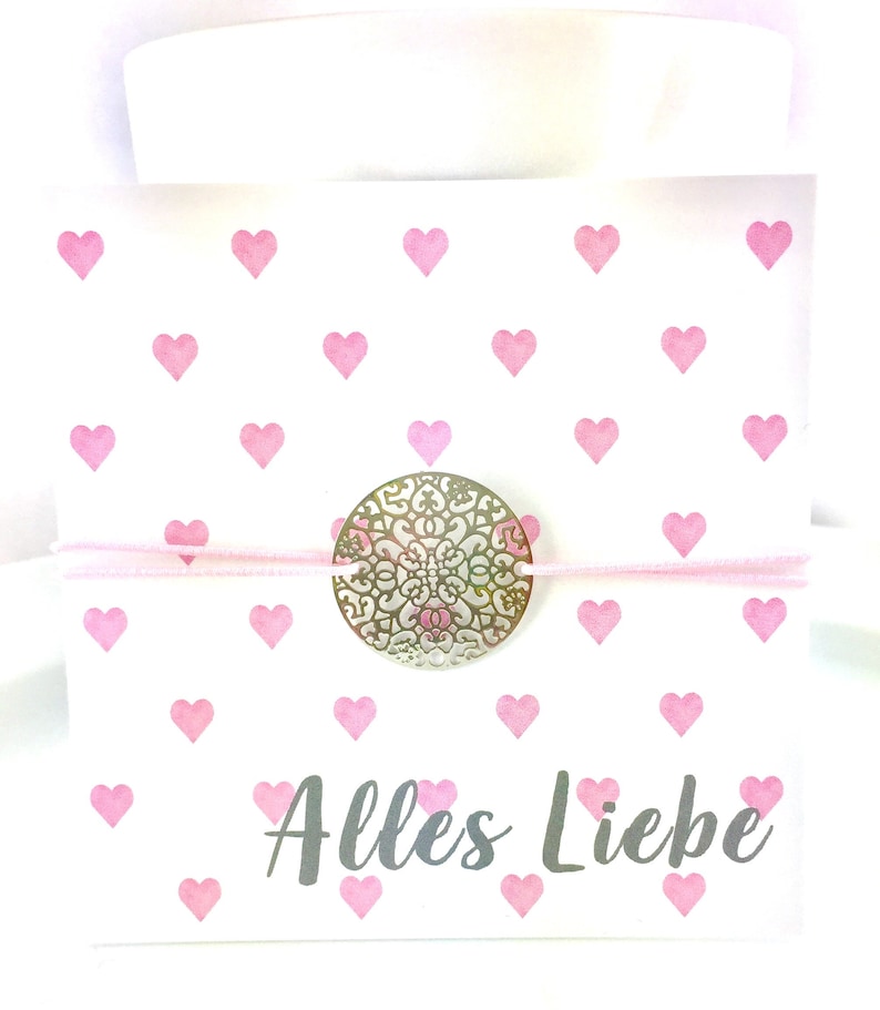 Thin delicate bracelet ornament silver in your desire bracelet color and jewelry card All love