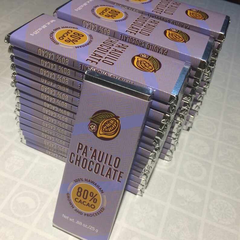 CHOCOLATE BARS 80 Cacao Made With Hawaiian Cacao and Hawaiian Cane
