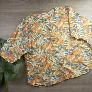 XL-42&quot;, US16-18 | Vintage Women Floral Printed Cotton Blouse | Women&#39;s vintage clothing | Vintage blouse |  Vintage outfit