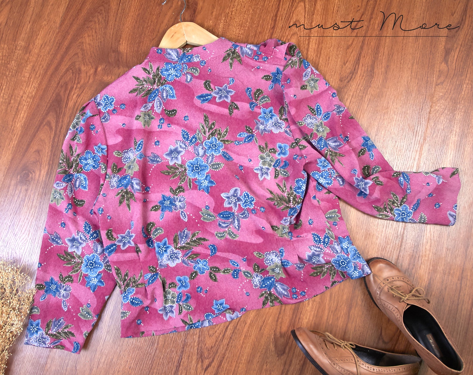 Vintage pink floral pattern blouse women Women floral top Etsy
