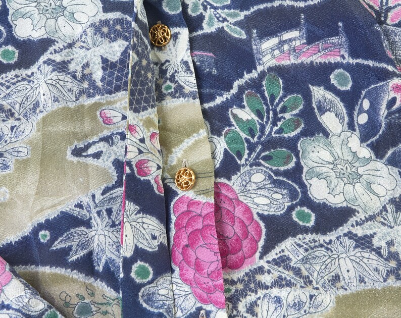 Women/'s vintage clothing 60/'s women vintage floral printed blouse Long sleeve blouse Vintage blouse