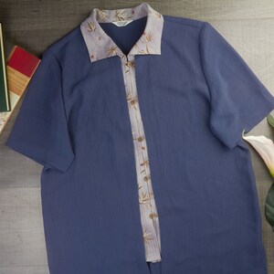 L-38&quot;, US12-14 | 2 Schicht Vintage Frauen Blaue Bluse | Damen Kleidung | Vintage Bluse | Vintage Top Outfit