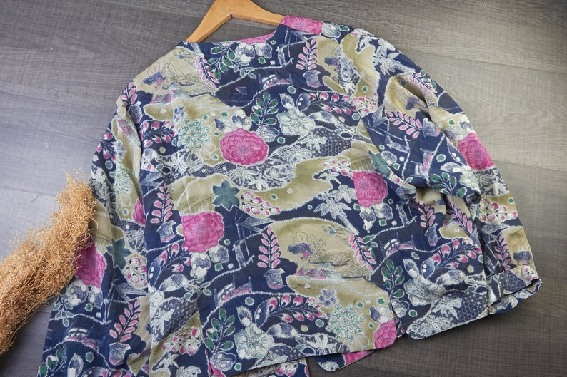 Women/'s vintage clothing 60/'s women vintage floral printed blouse Long sleeve blouse Vintage blouse